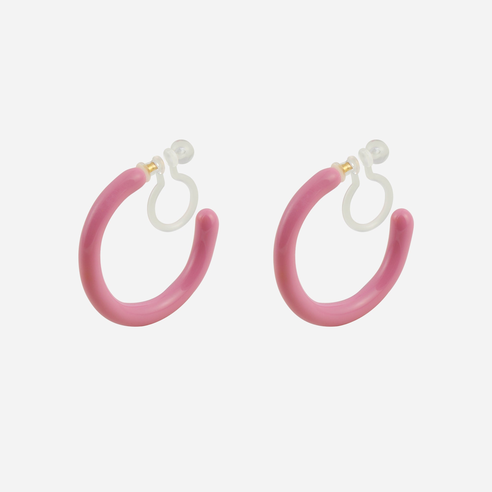 ダスティピンク キャンディチューブ クリップオン フープイヤリング