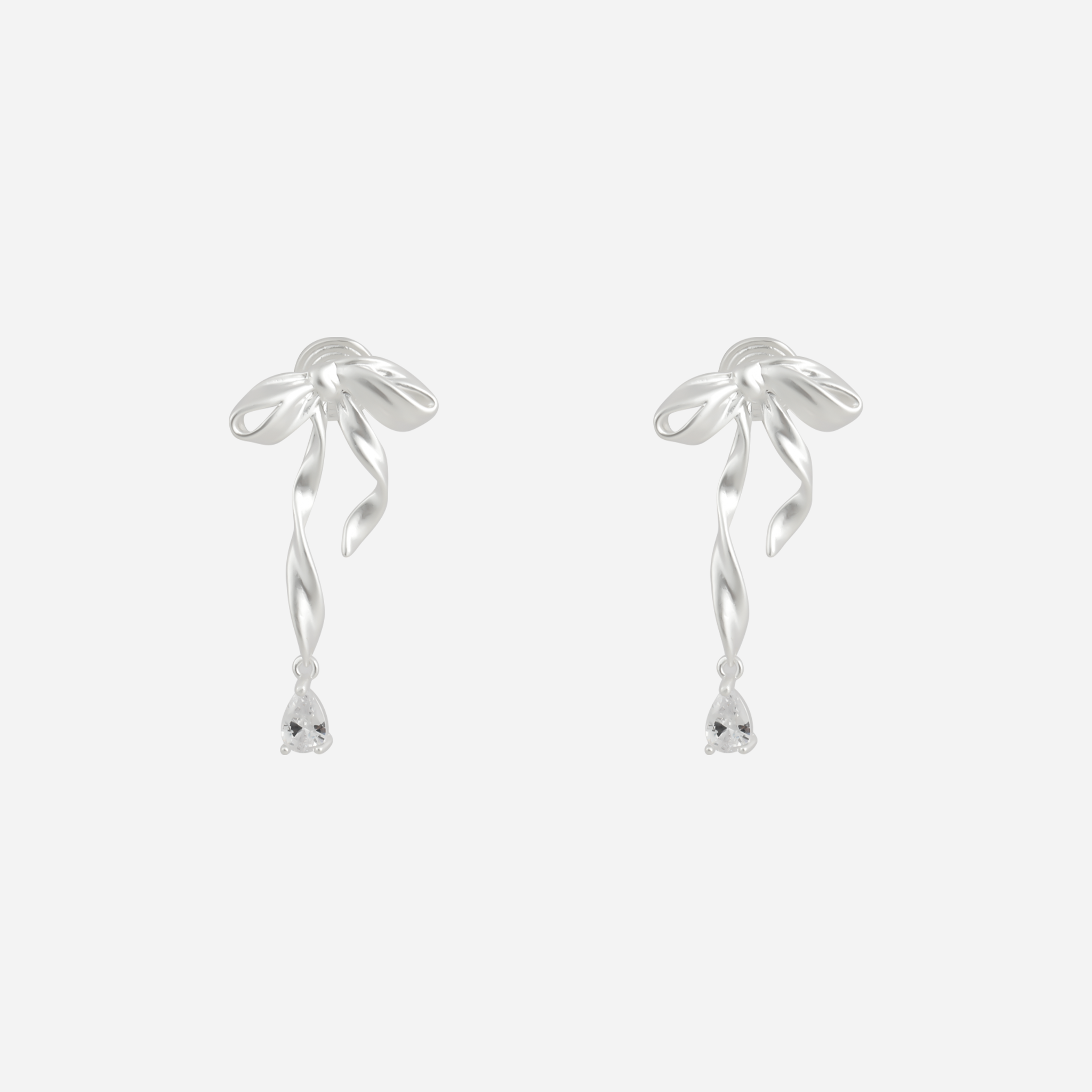Bow Crystal Dangle Clip-On Earrings by SOMIY