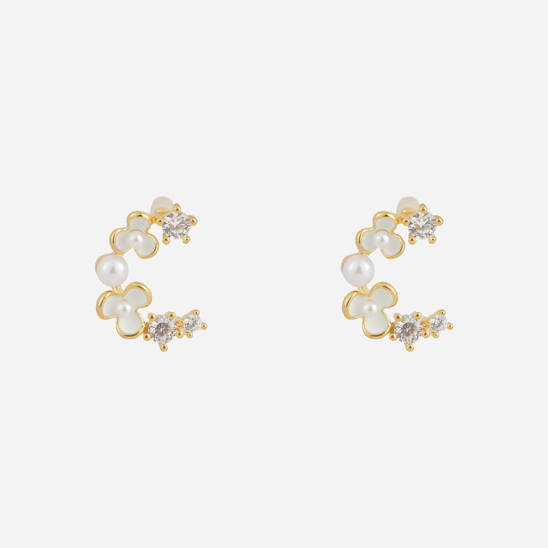 Sleek Polished Classic Clip-On Stud Earring in 18K gold plating by SOMIY for non-pierced ears.
