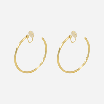 Large Sleek Polished Clip-On Hoop Earrings in 18K gold and silver by SOMIY for non-pierced ears.