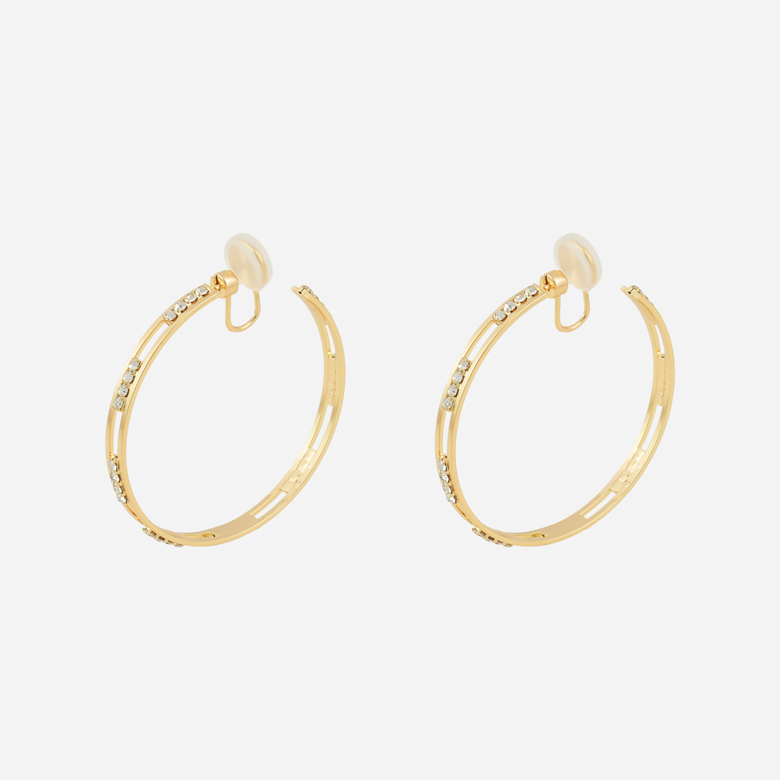 Large Radiant Pavé Hoop Clip-On Earrings by SOMIY