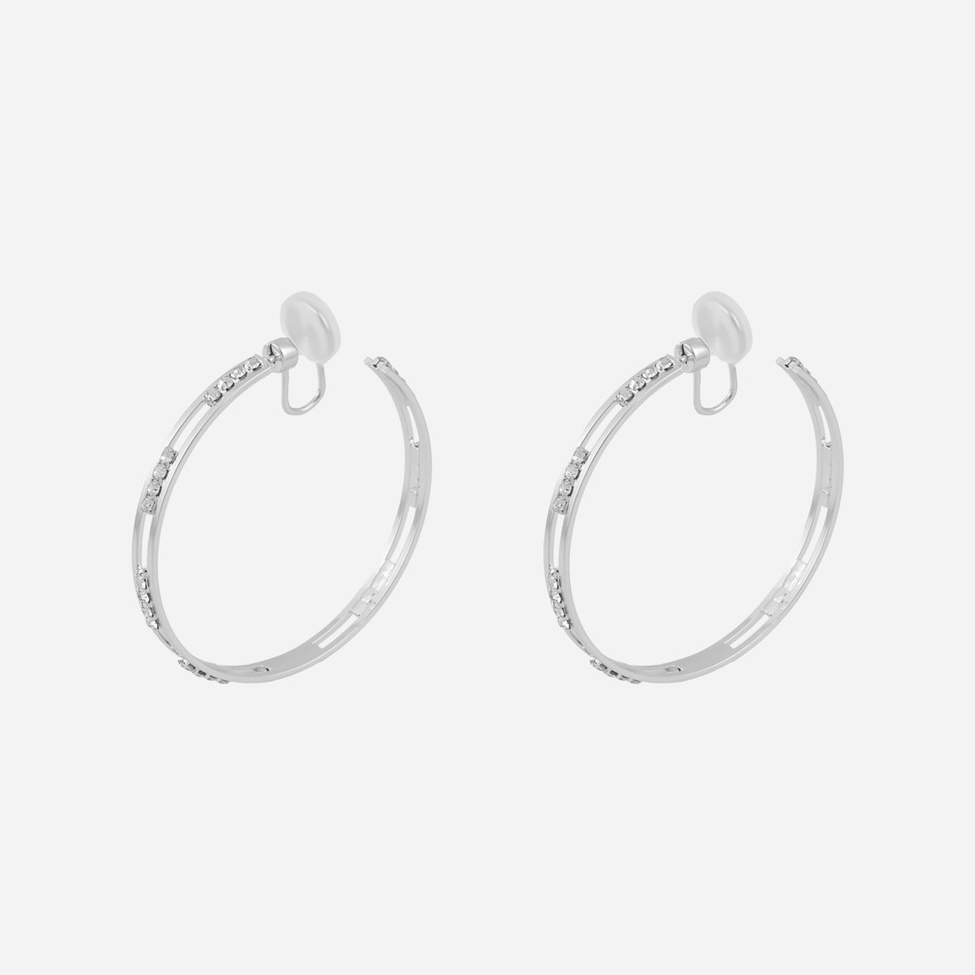 Large Radiant Pavé Hoop Clip-On Earrings by SOMIY