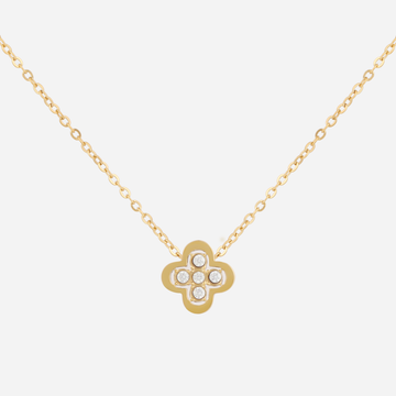 Radiant Four-Leaf Clover Sparkling Diamond-Set Necklace in 18K gold and silver by SOMIY.