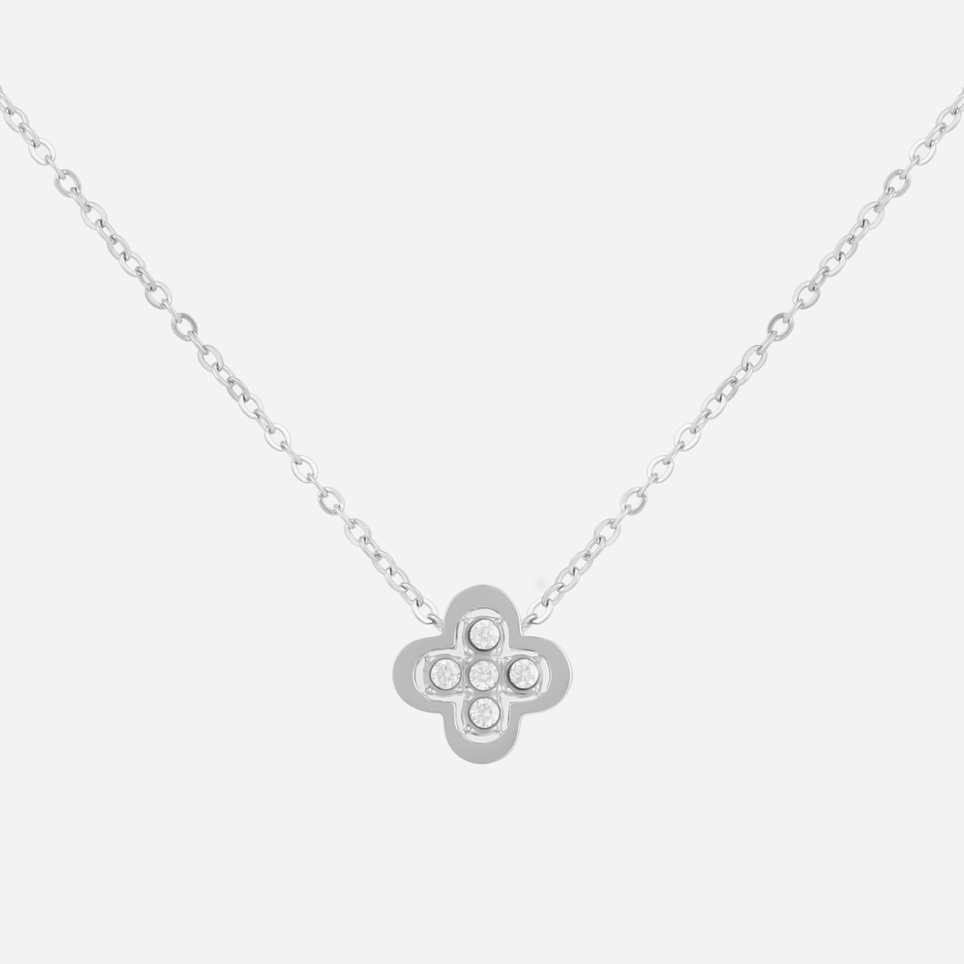 Radiant Four-Leaf Clover Sparkling Diamond-Set Necklace in 18K gold and silver by SOMIY.