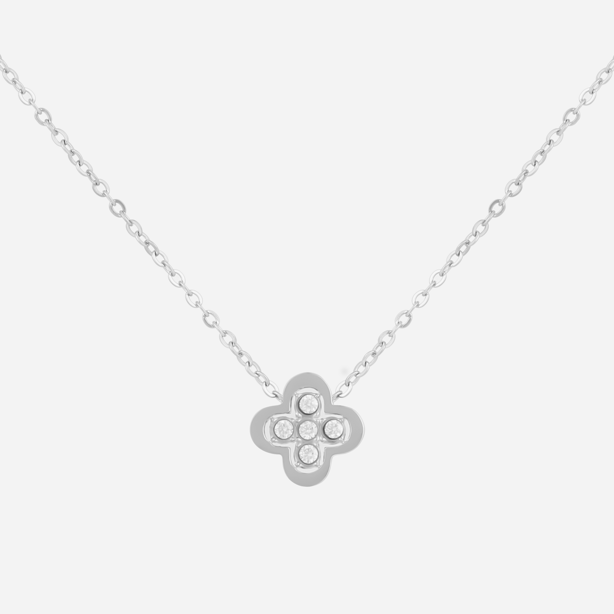 Radiant Four-Leaf Clover Sparkling Diamond-Set Necklace in 18K gold and silver by SOMIY.