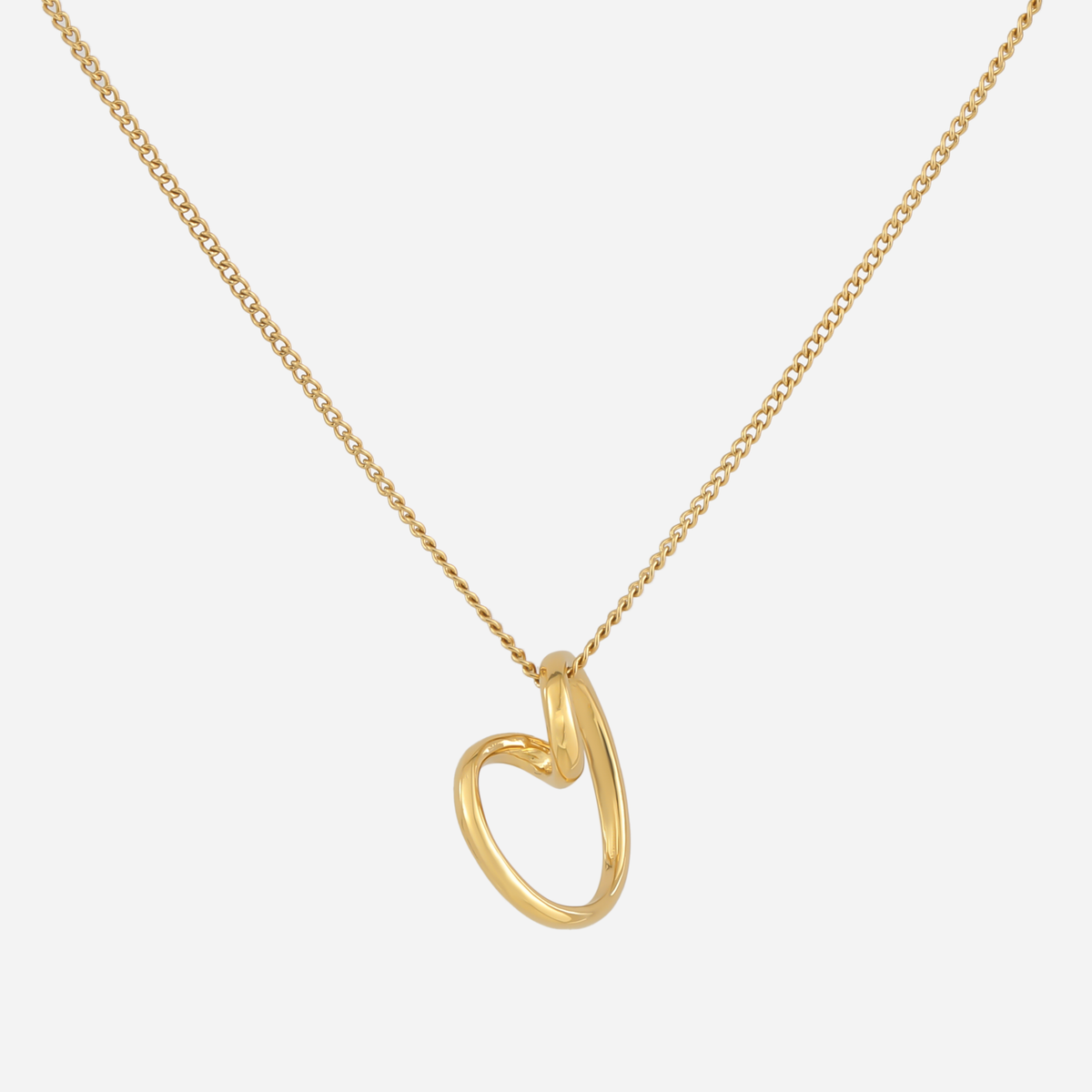Gold open-heart pendant necklace with a looped knot at the top