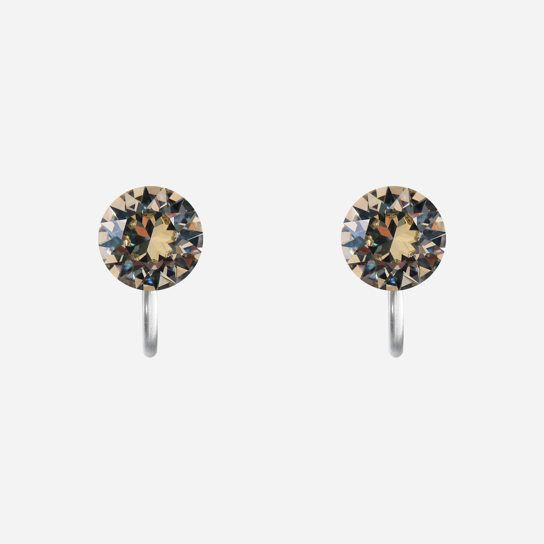 Champagne Crystal Clip-On Stud Earrings for non-pierced ears by SOMIY