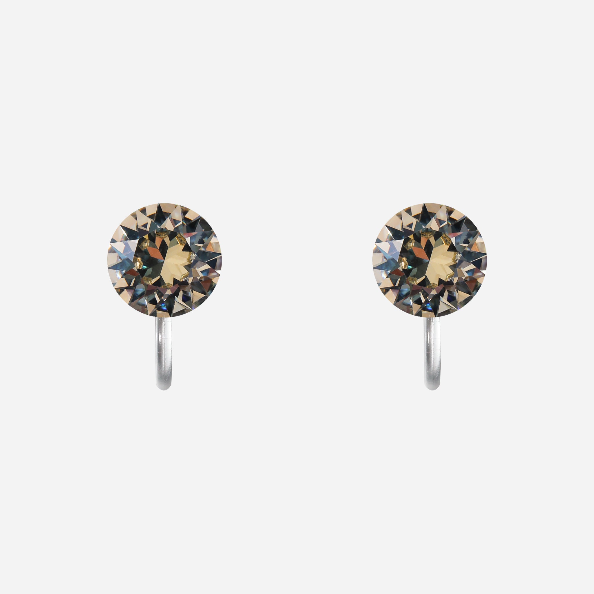 Champagne Crystal Clip-On Stud Earrings for non-pierced ears by SOMIY