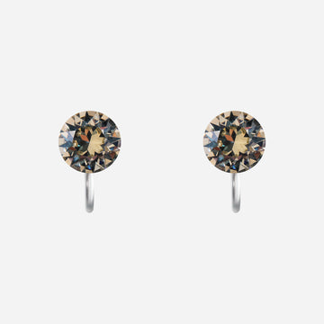 Champagne Crystal Clip-On Stud Earrings for non-pierced ears by SOMIY