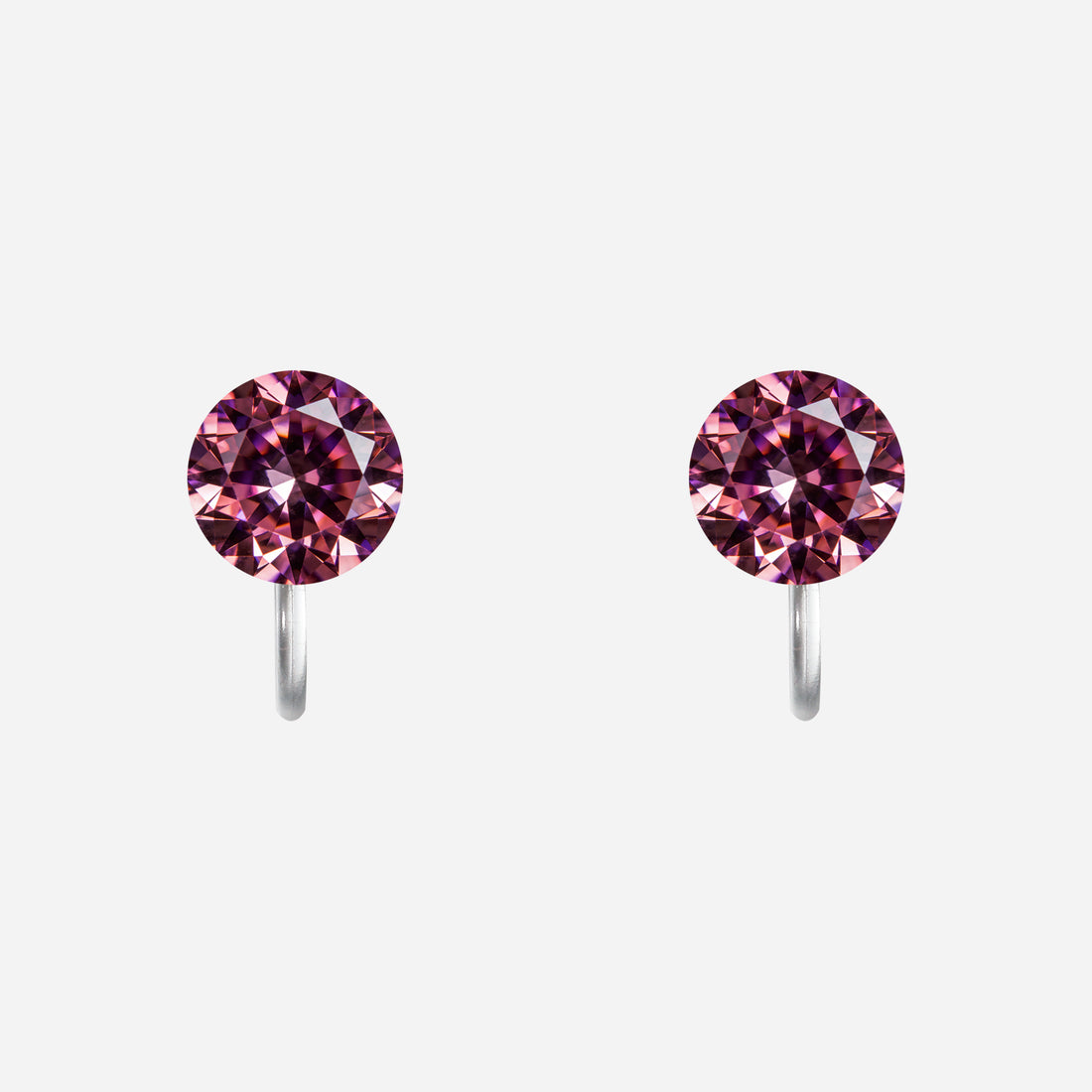 Rose Violet Crystal Clip-On Stud Earrings for non-pierced ears by SOMIY