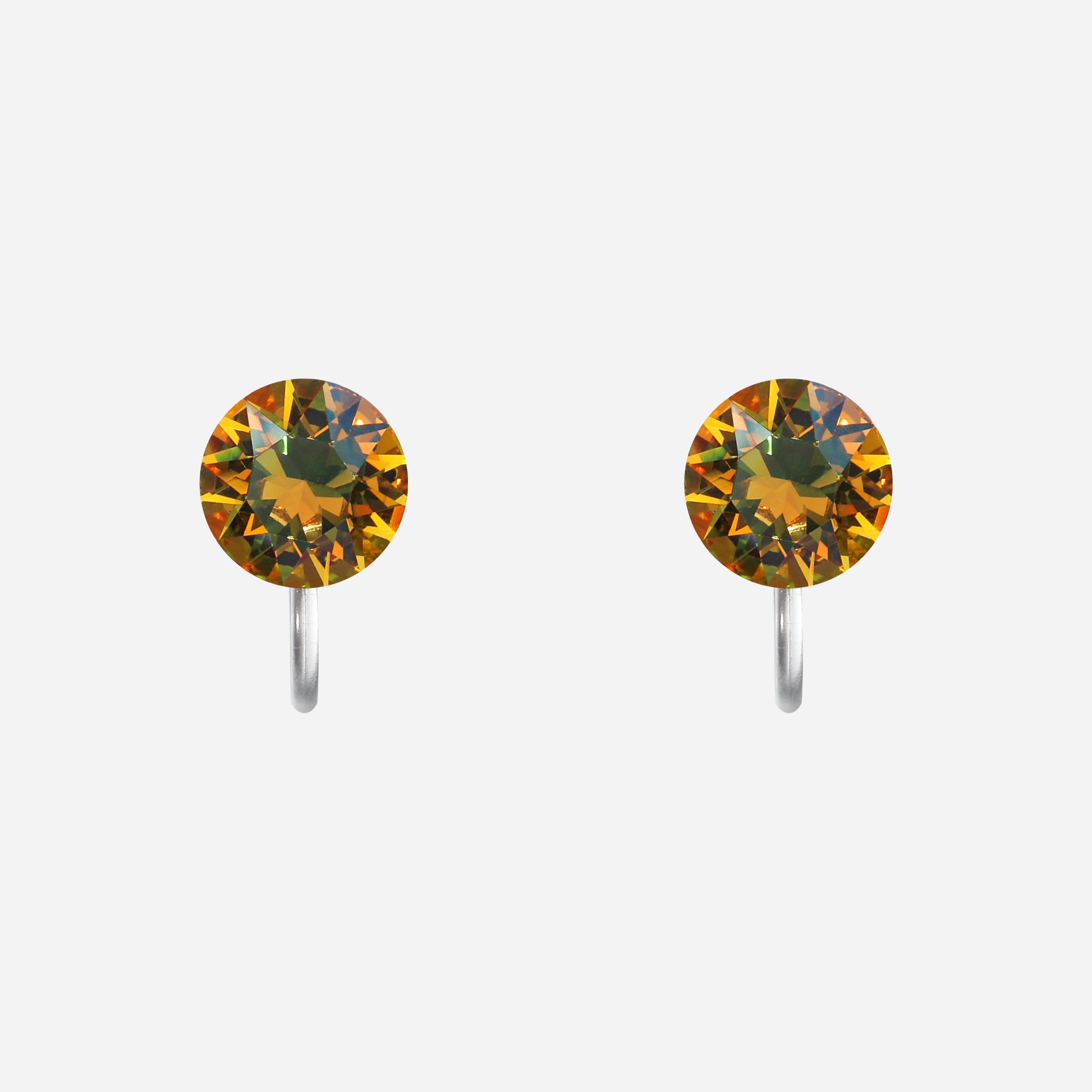 Mystic Amber Crystal Clip-On Stud Earrings for non-pierced ears by SOMIY