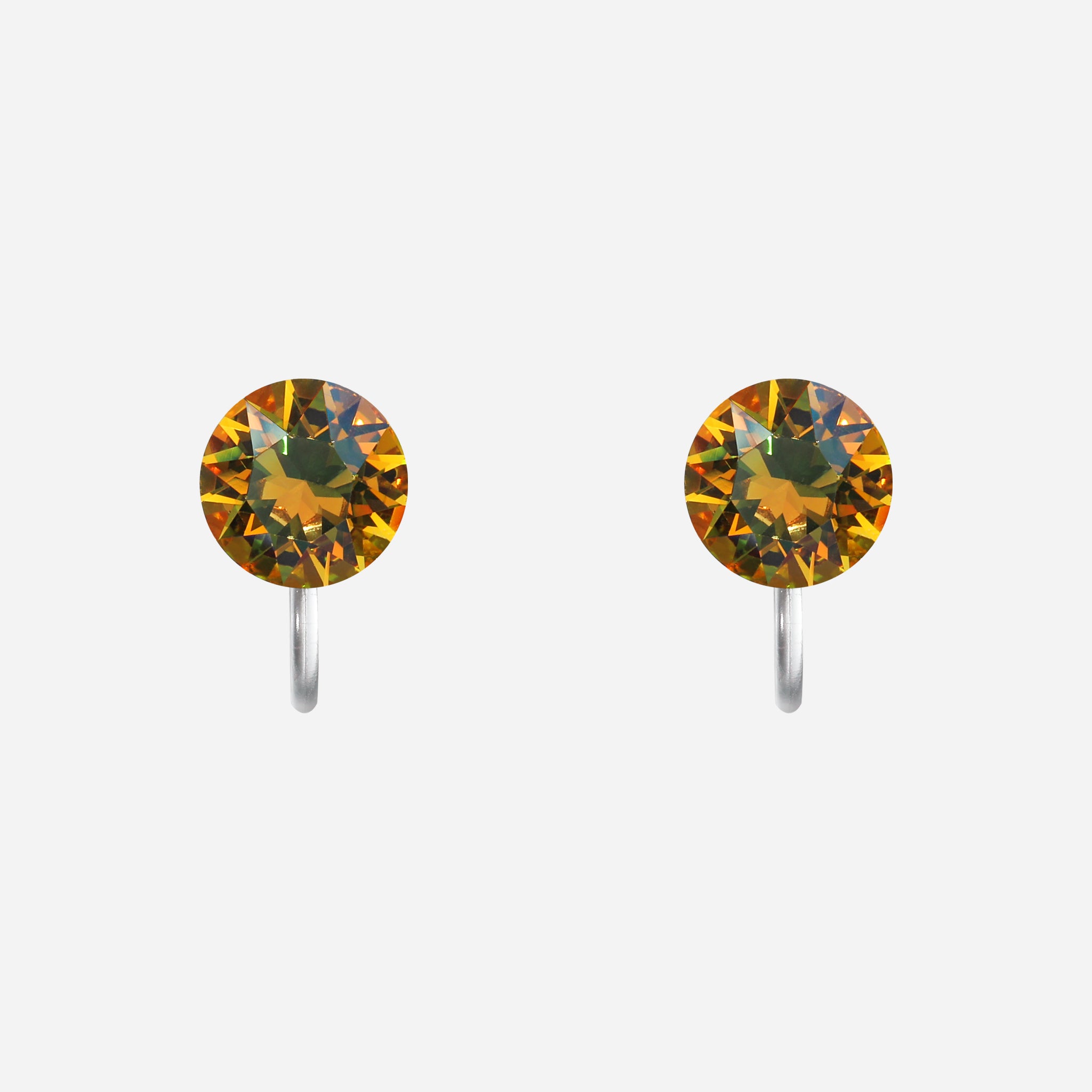 Mystic Amber Crystal Clip-On Stud Earrings for non-pierced ears by SOMIY