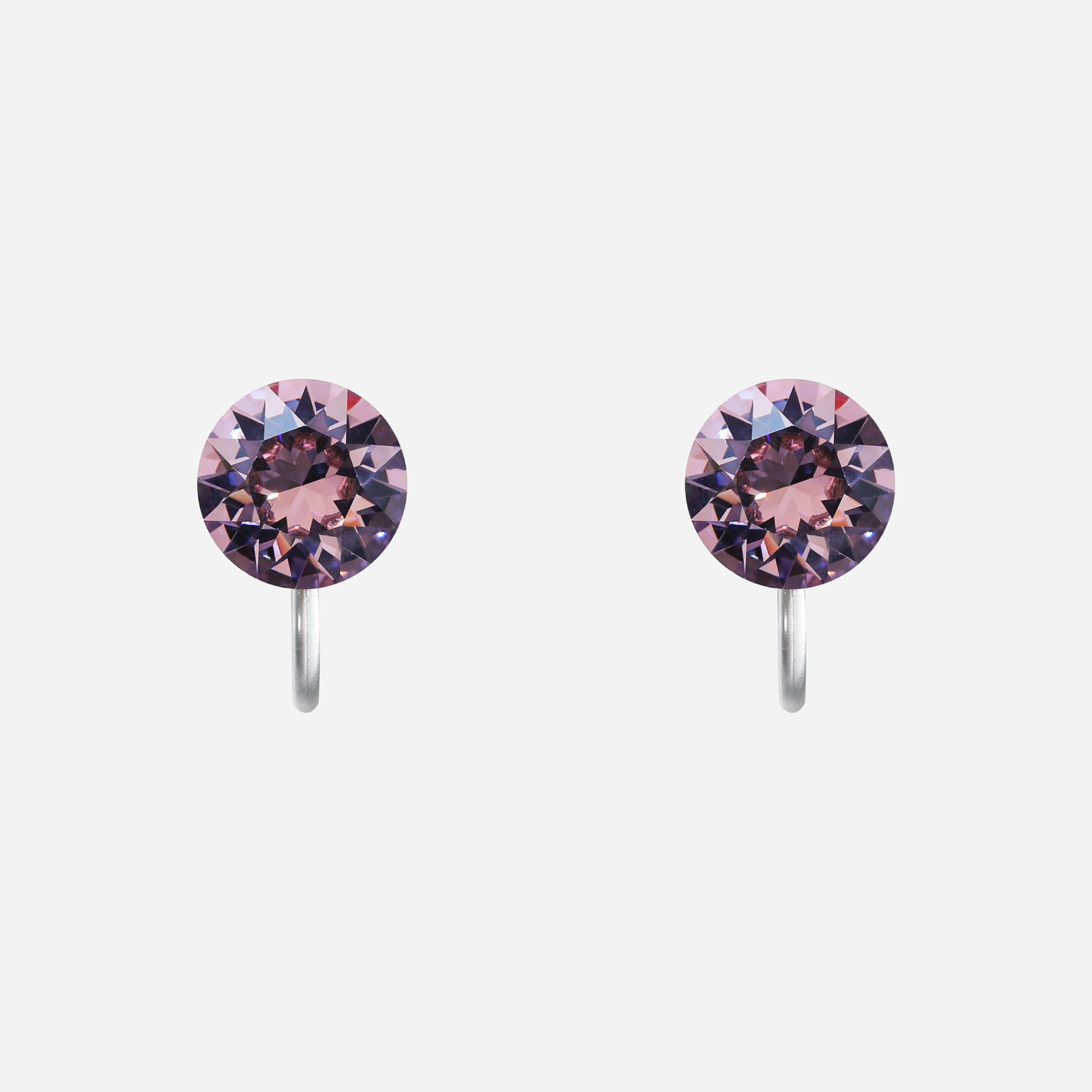 Soft Lilac Crystal Clip-On Stud Earrings for non-pierced ears by SOMIY