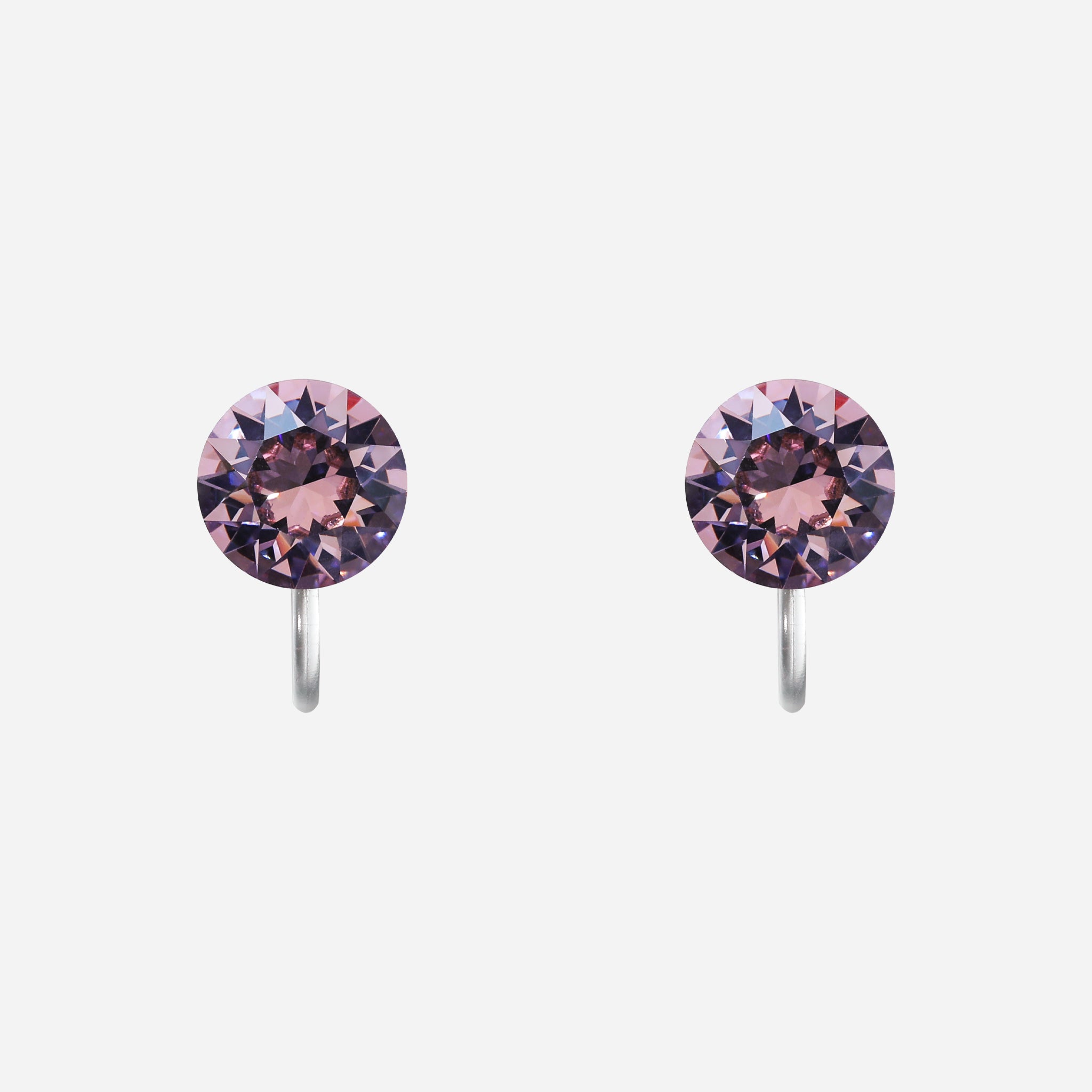 Soft Lilac Crystal Clip-On Stud Earrings for non-pierced ears by SOMIY