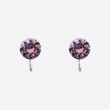 Soft Lilac Crystal Clip-On Stud Earrings for non-pierced ears by SOMIY