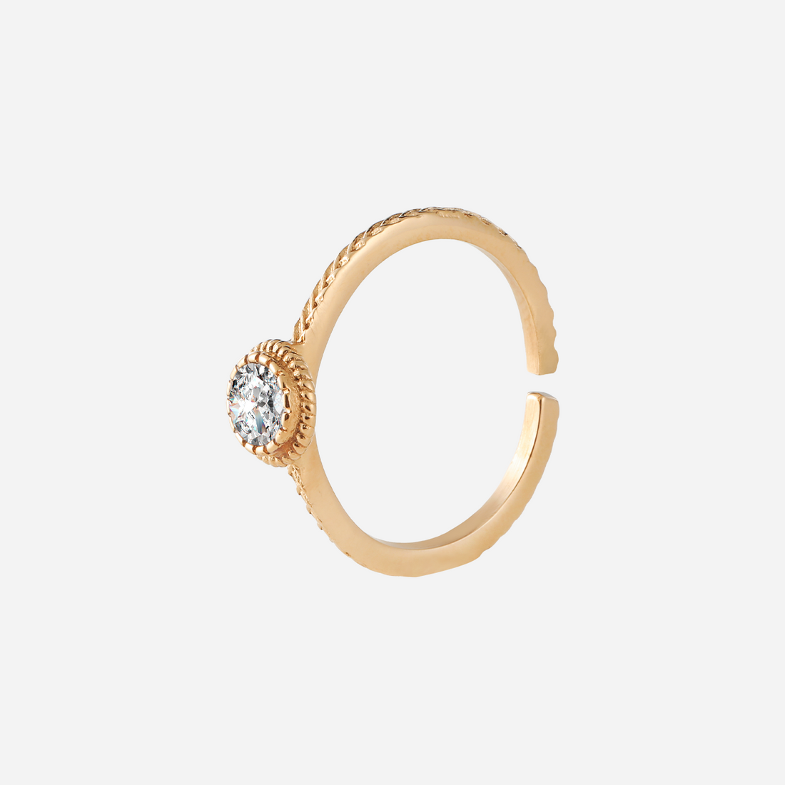 Single Drill Texture Open Ring - SOMIY