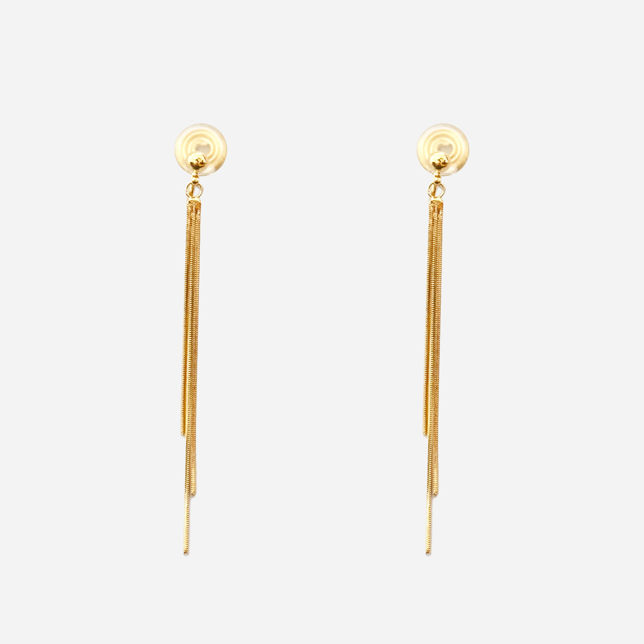 Delicate Bead Fringe Dangle Clip-On Earrings