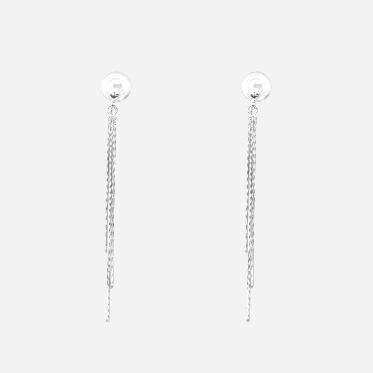 Delicate Bead Fringe Dangle Clip-On Earrings