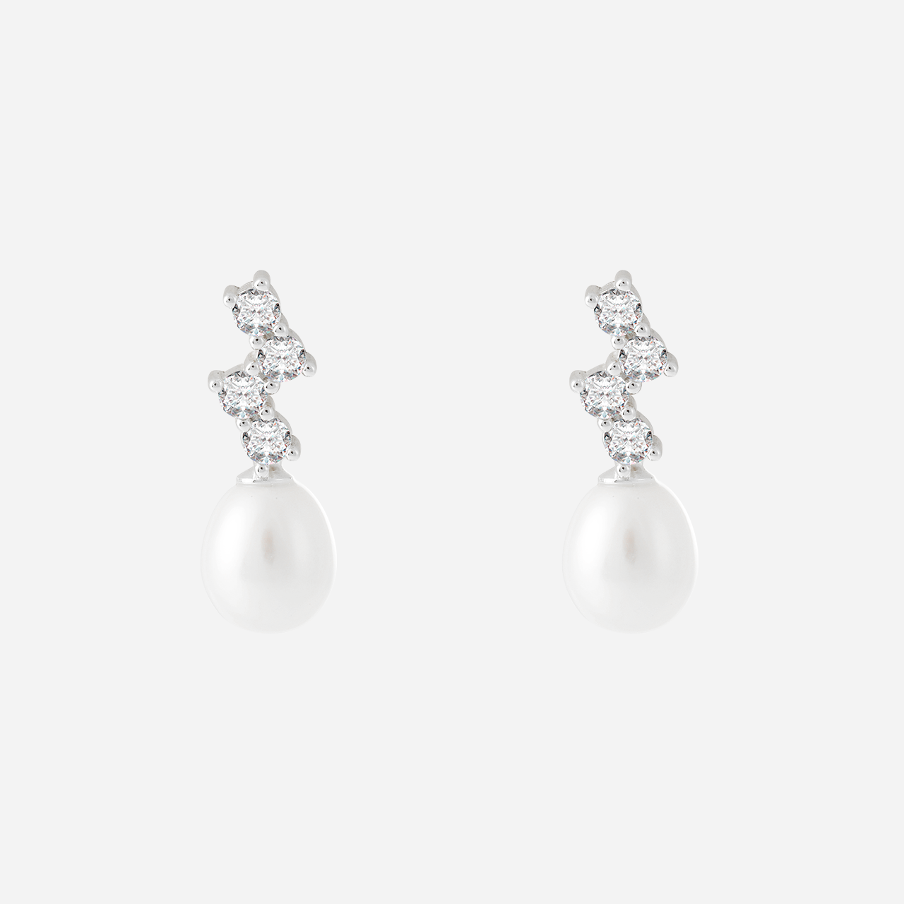 Pearl And Diamond Clip-On Earrings - SOMIY
