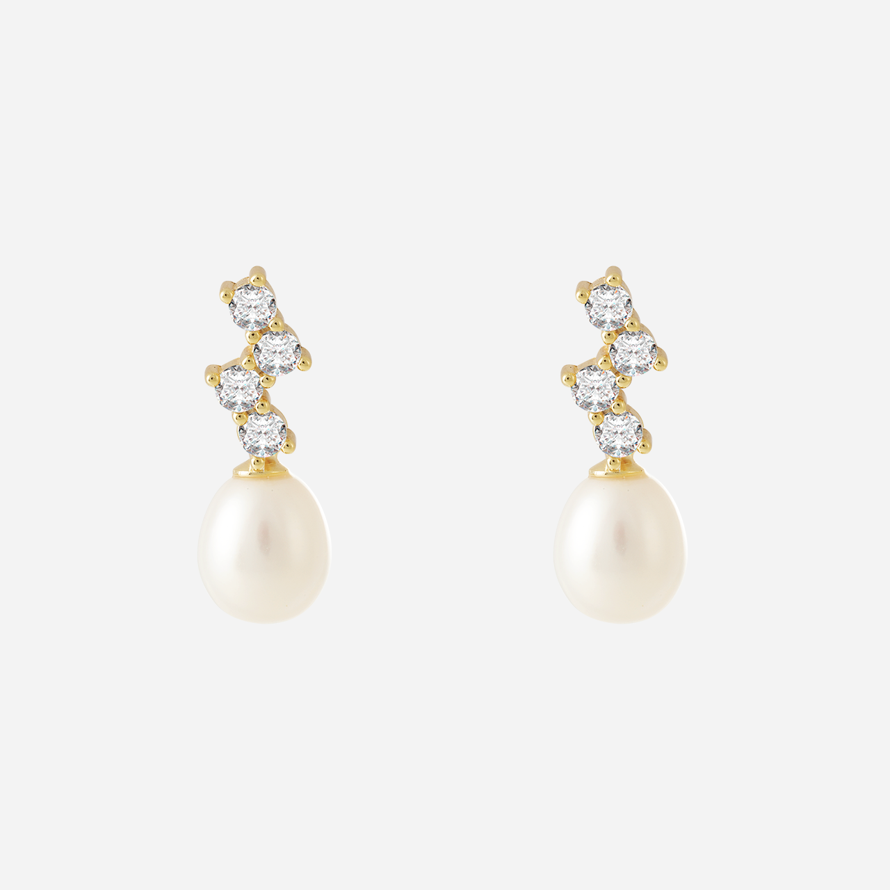 Pearl And Diamond Clip-On Earrings - SOMIY
