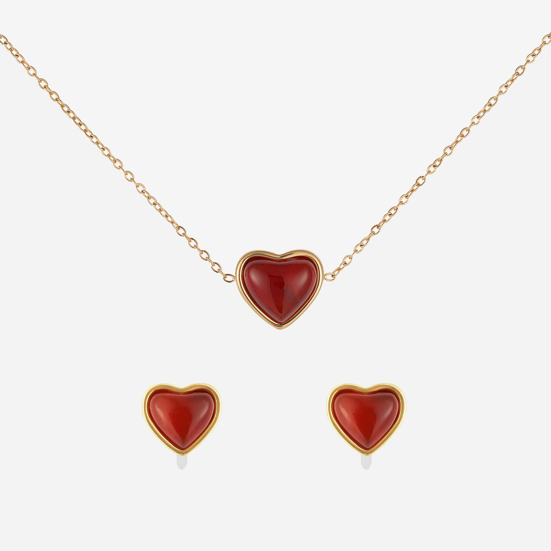 Red Wine Heart Cute Set (Clip-On Earrings&Bracelet) - SOMIY