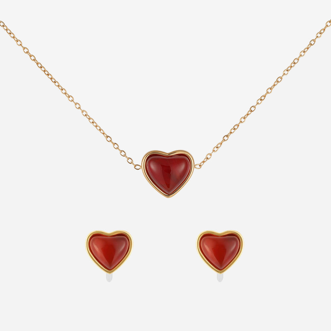 Red Wine Heart Cute Set (Clip-On Earrings&Bracelet) - SOMIY