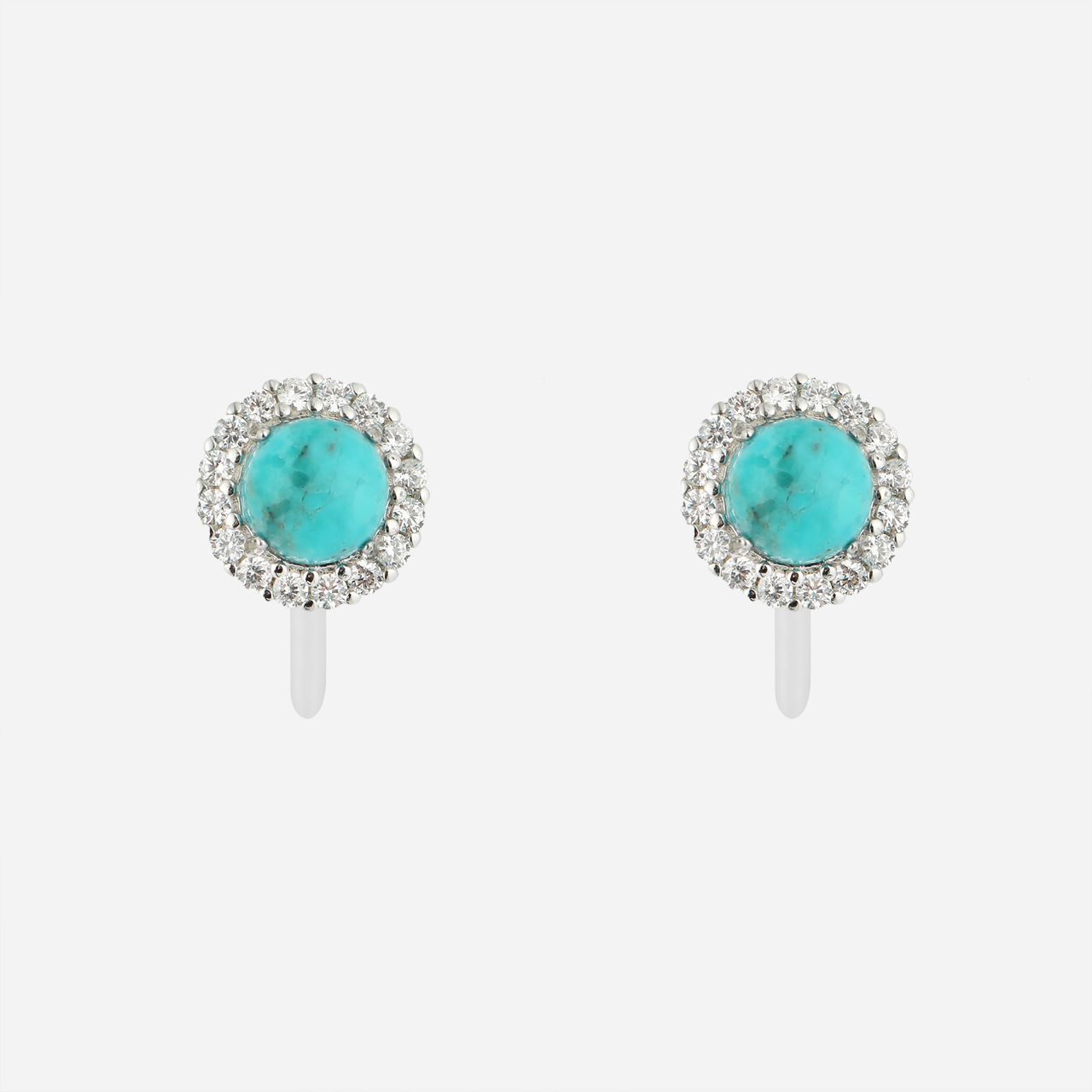 Pendientes de clip con diamantes y turquesa-Plata