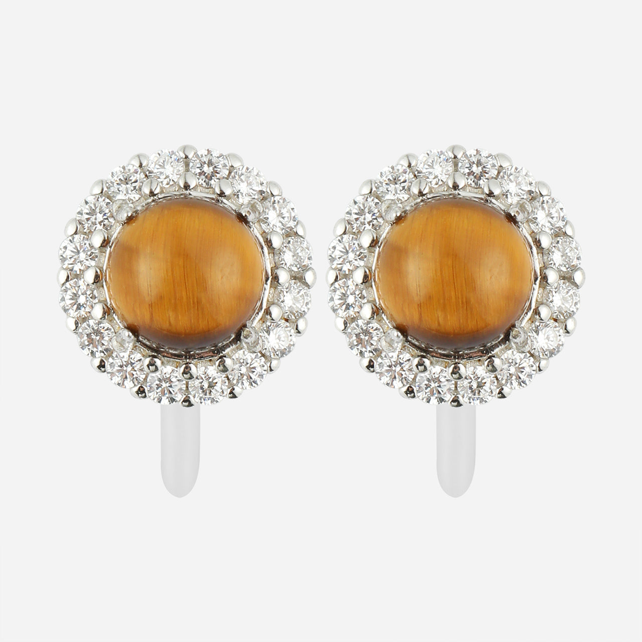 Cat's Eye Diamonds Clip-On Earrings-Silver - SOMIY
