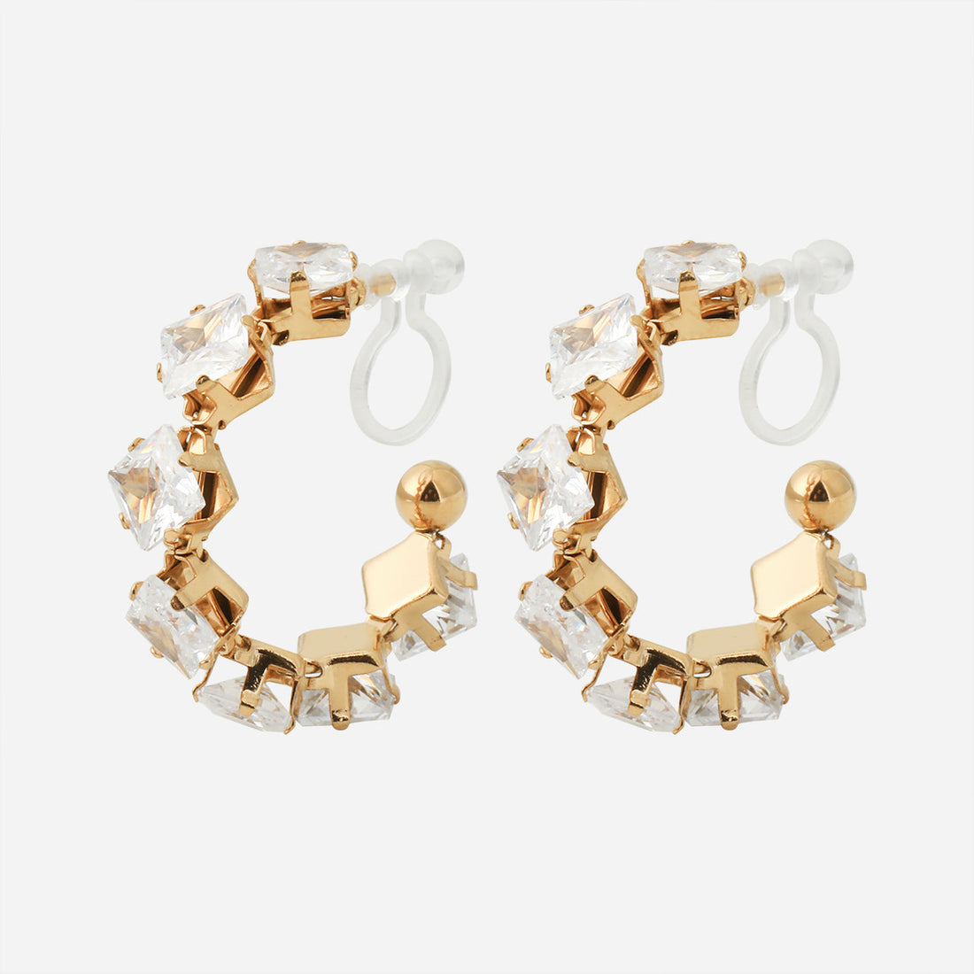 Gold Resin CZhoop clip-on earrings by SOMIY – pain-free non-pierced jewelry for everyday wear