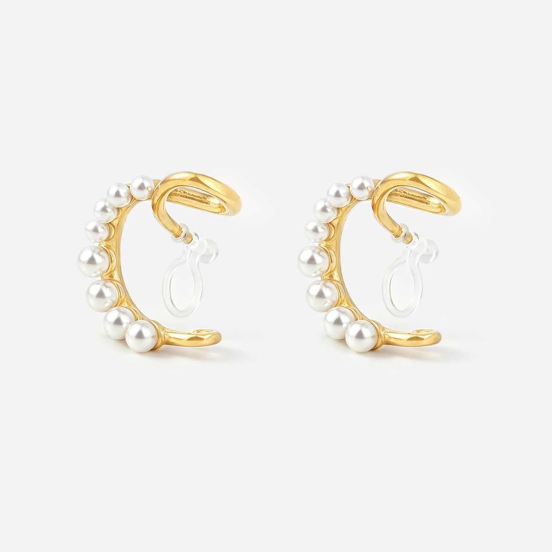 Pearl Accent Clip-On Hoop Earrings in gold by SOMIY