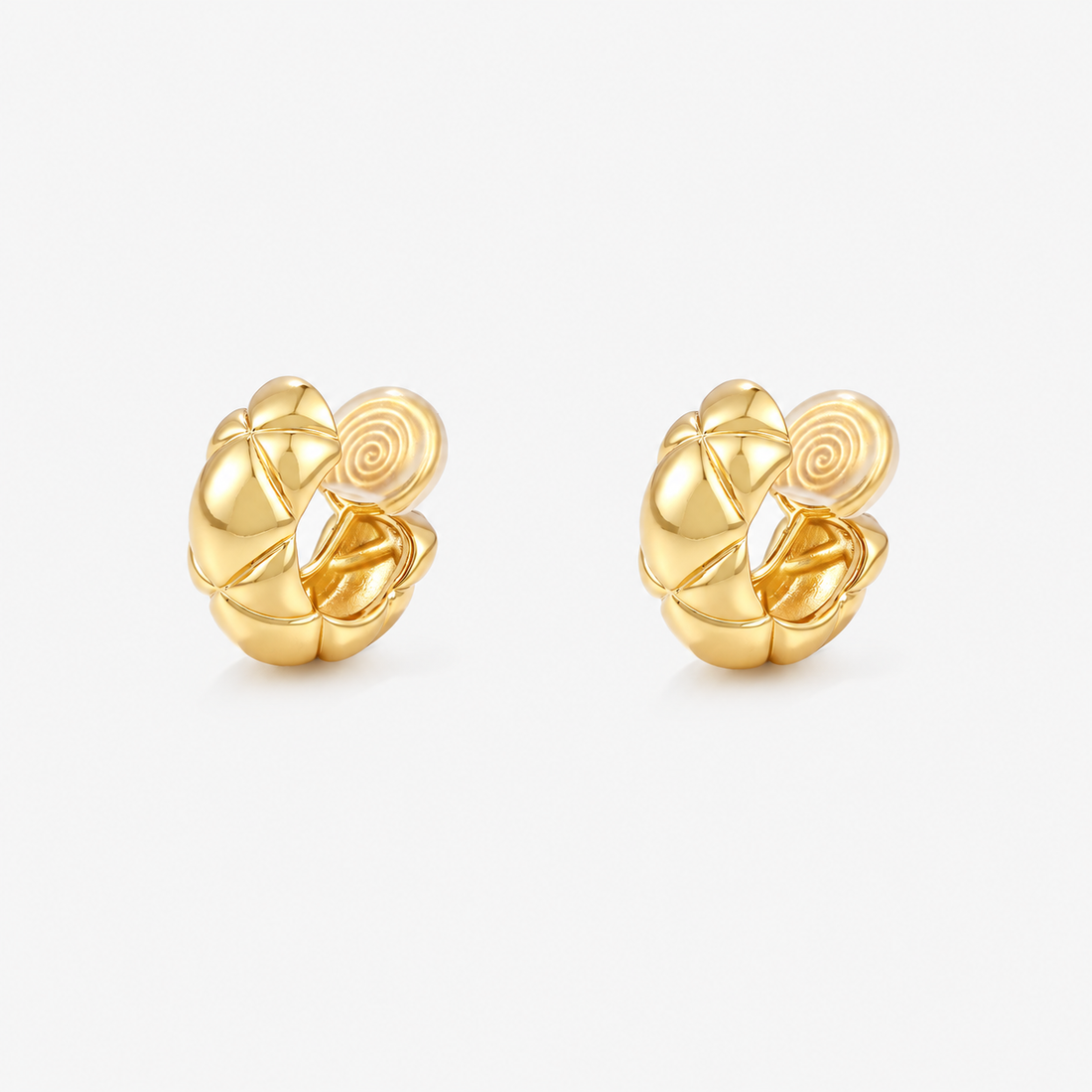 Quilted Dome Clip-On Hoop Earrings in gold by SOMIY