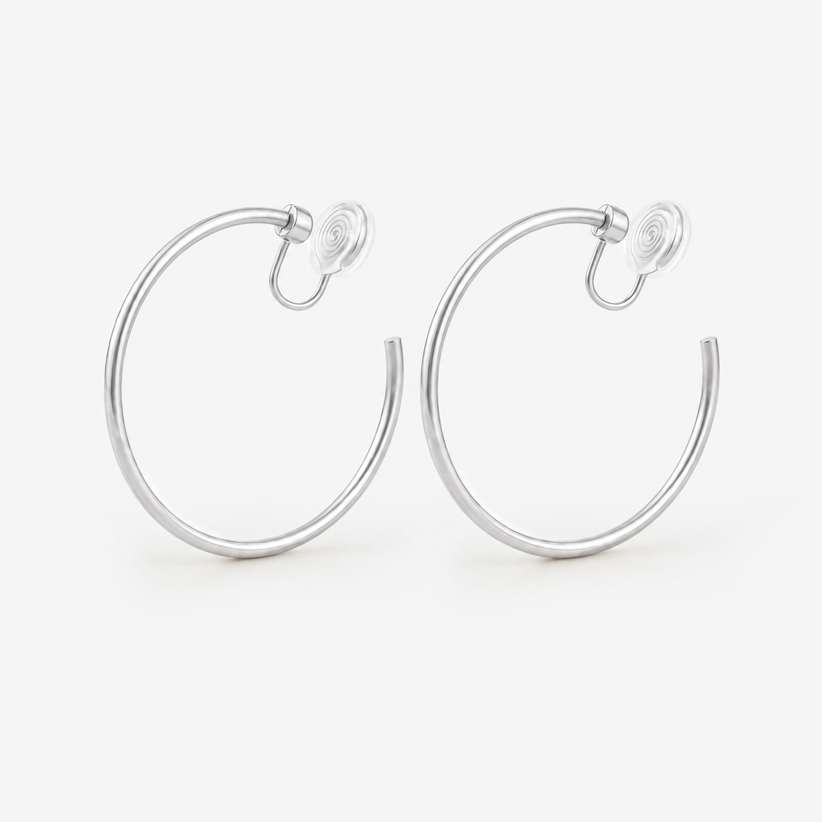 Large Circle Clip-On Earrings in silver by SOMIY