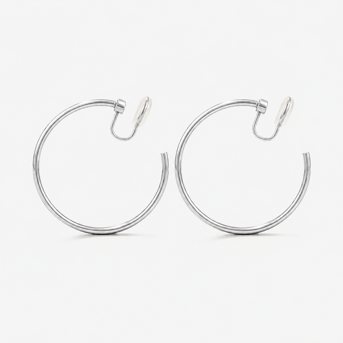 Large Circle Clip-On Earrings in silver by SOMIY