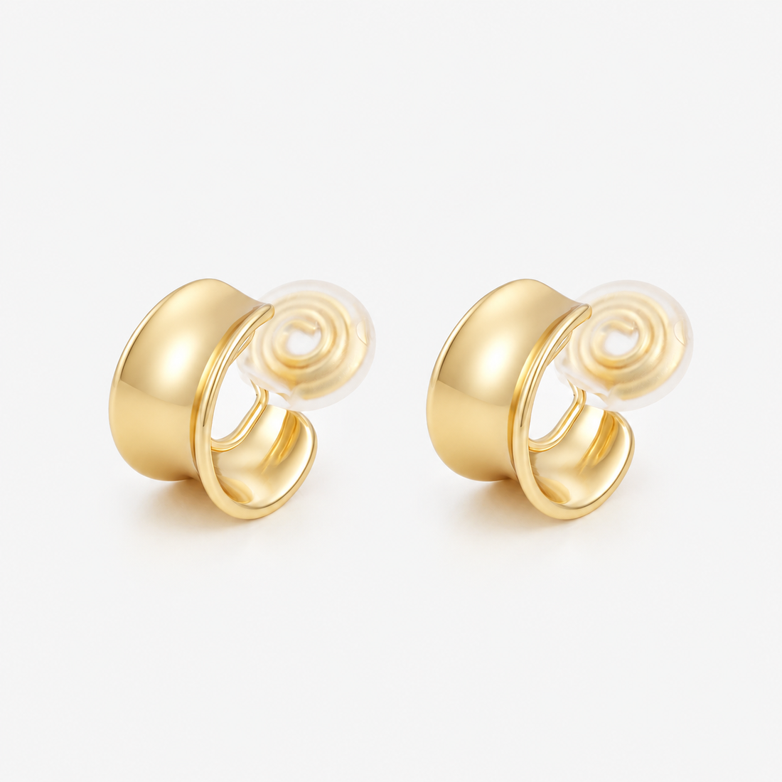 Mini Chunky Polished Clip-On Hoop Earrings in gold by SOMIY
