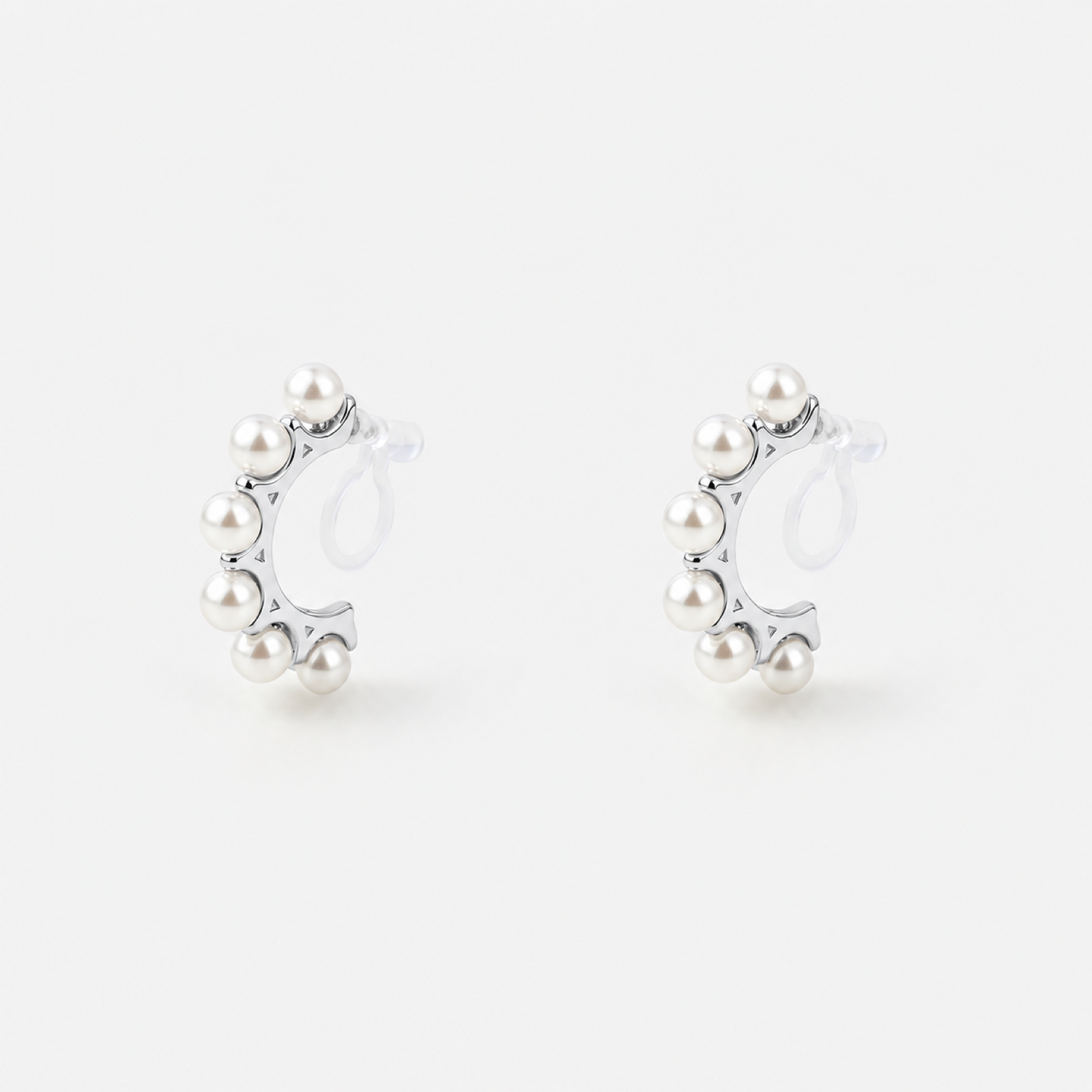 Pearl Beaded Clip-On Hoop Earrings