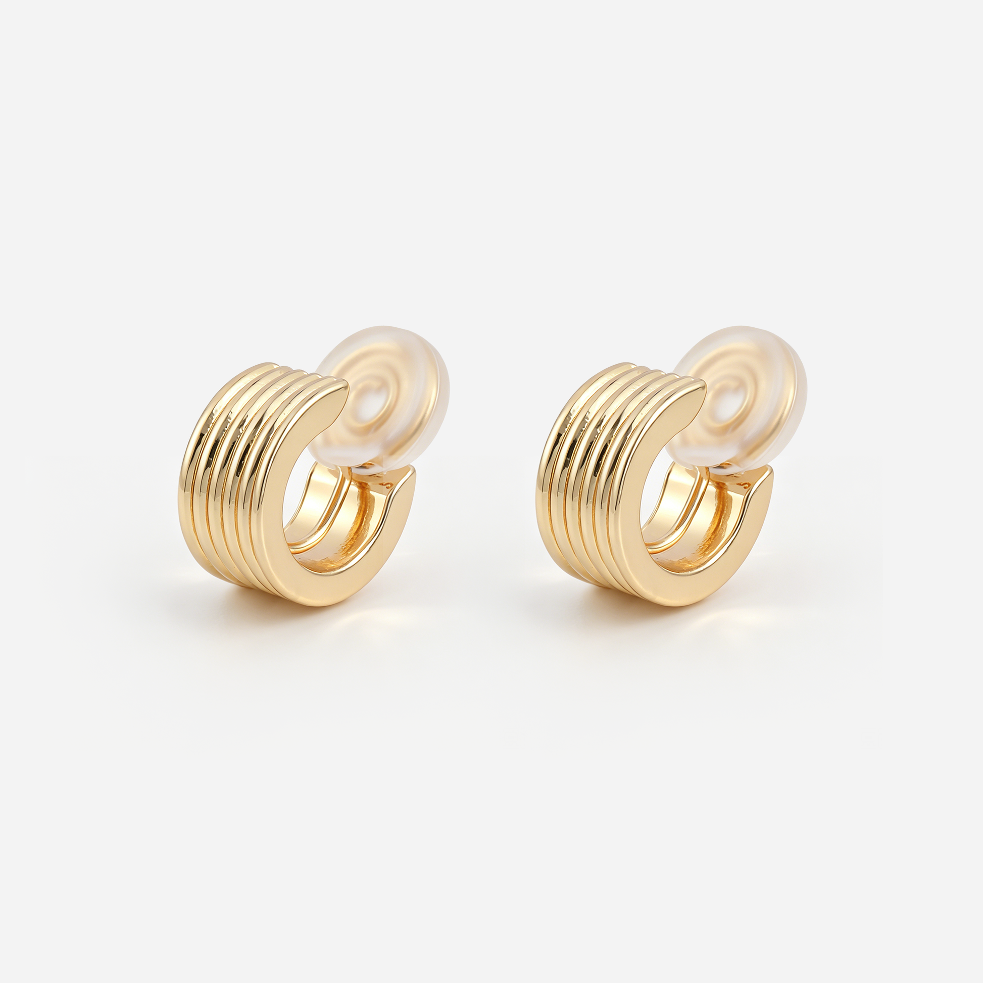 Ribbed Column Hoop Clip-On Earrings by SOMIY
