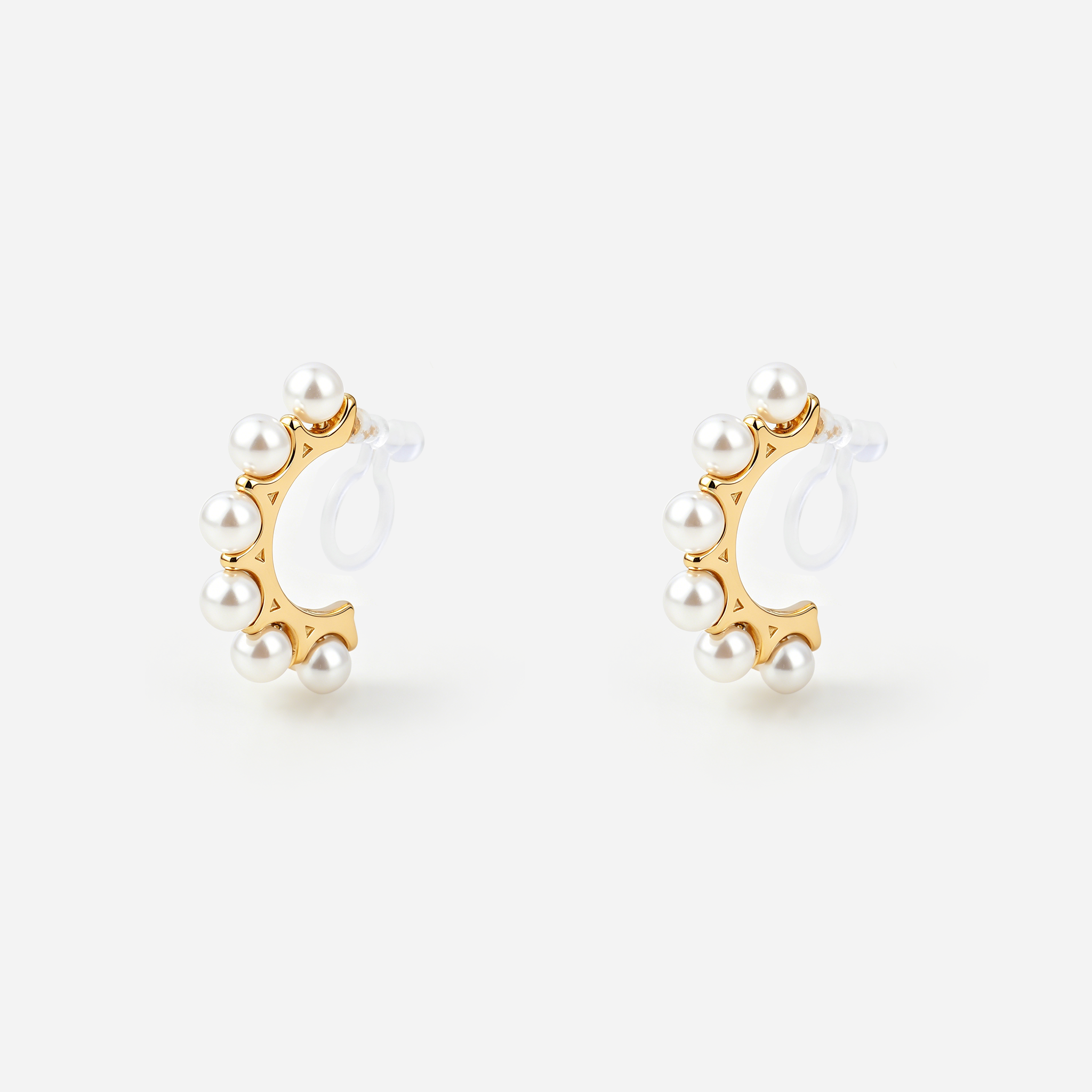 Pearl Beaded Clip-On Hoop Earrings