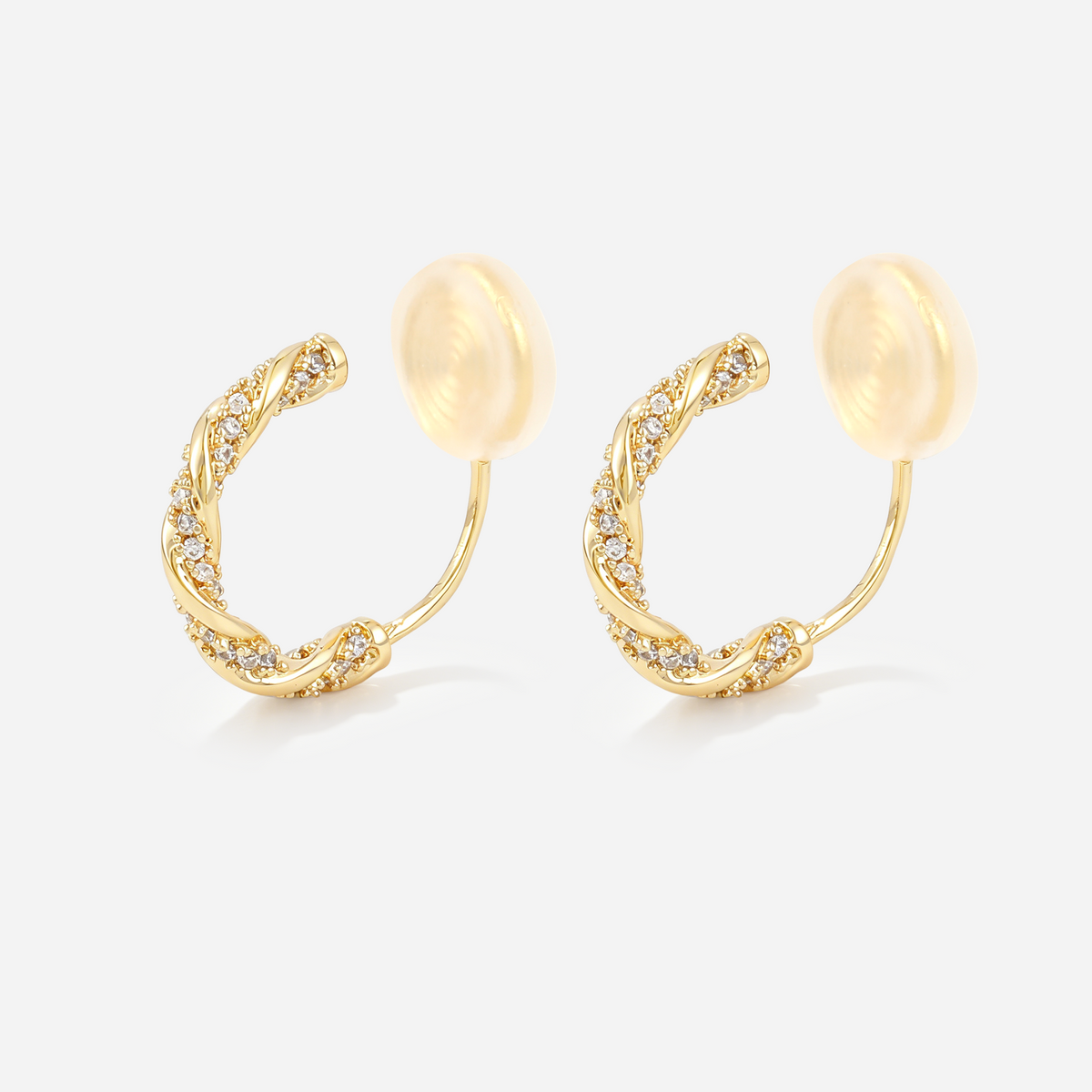 Möbius Sparkle Clip-On Hoop Earrings in gold by SOMIY