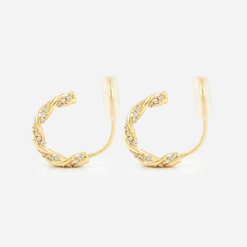 Möbius Sparkle Clip-On Hoop Earrings in gold by SOMIY