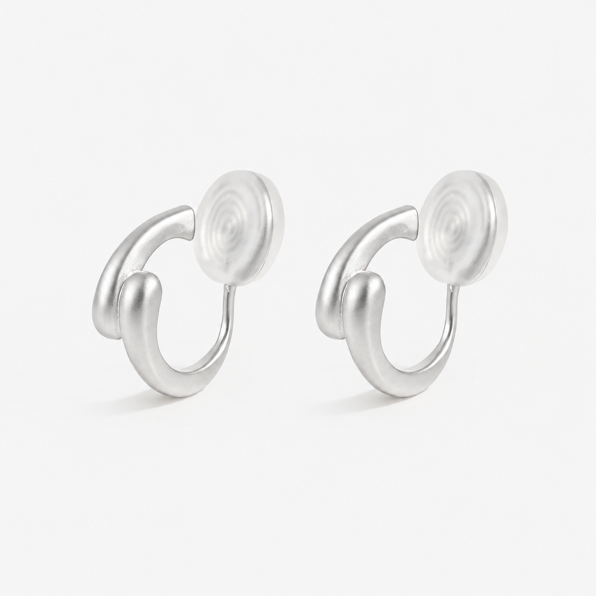 Geometric Teardrop Clip-On Earrings in silver by SOMIY