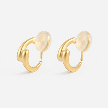 Geometric Teardrop Clip-On Earrings in gold by SOMIY