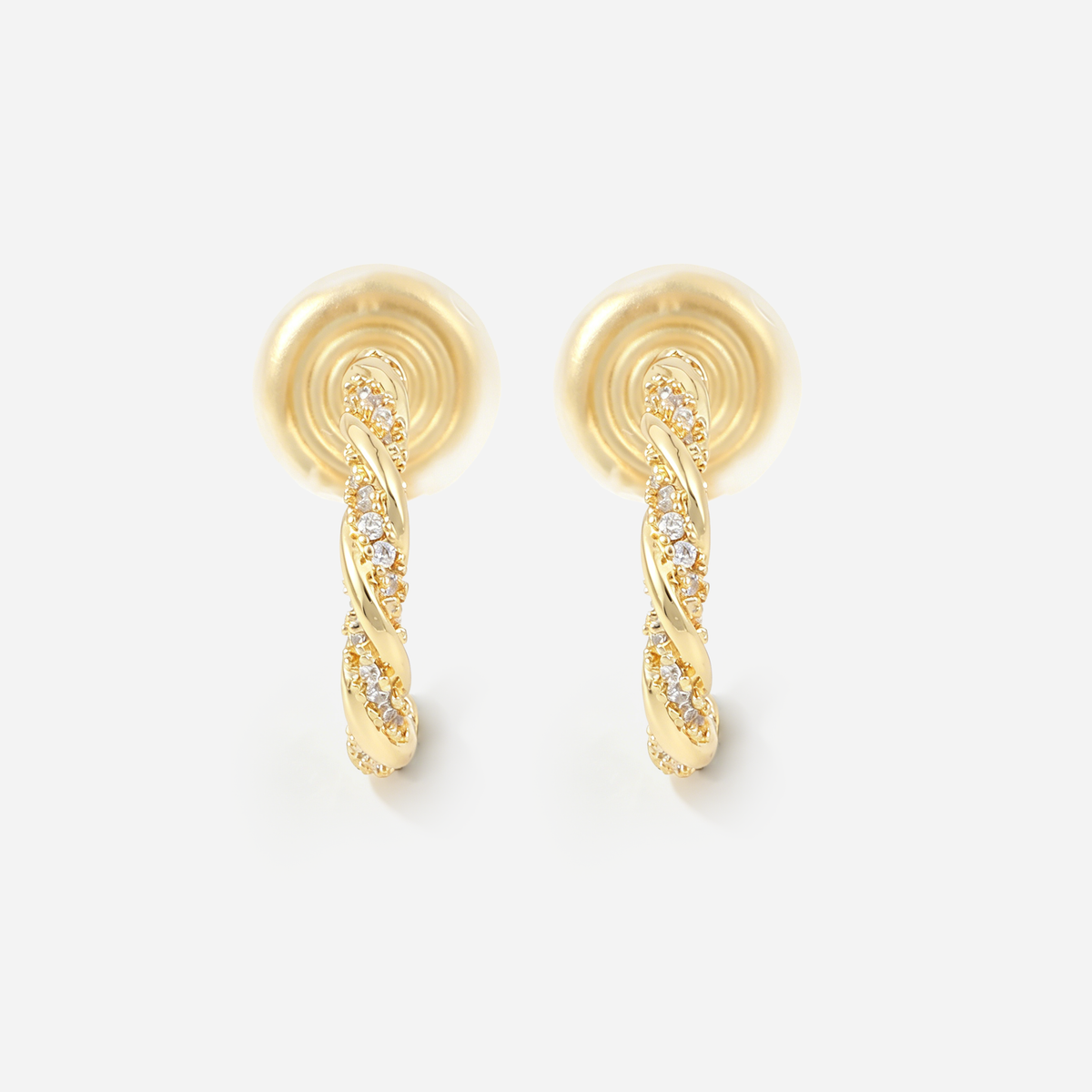 Möbius Sparkle Clip-On Hoop Earrings in gold by SOMIY