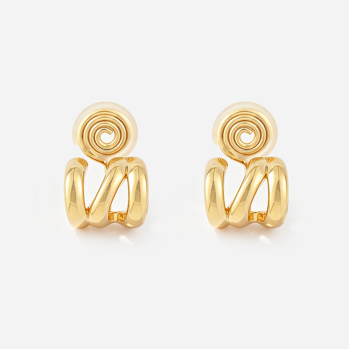 Geometric Irregular Triple Hoop Clip-On Earrings in gold by SOMIY