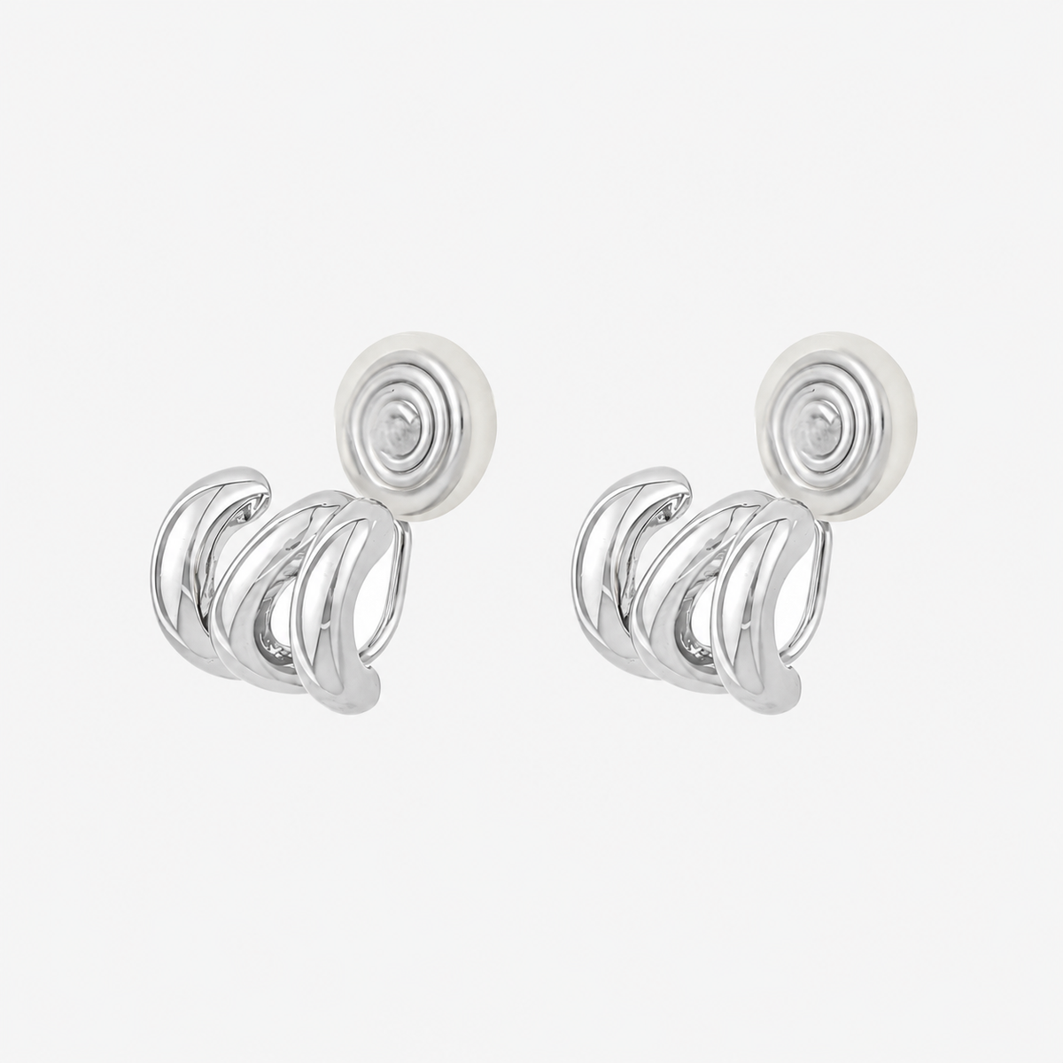 Geometric Irregular Triple Hoop Clip-On Earrings in silver by SOMIY