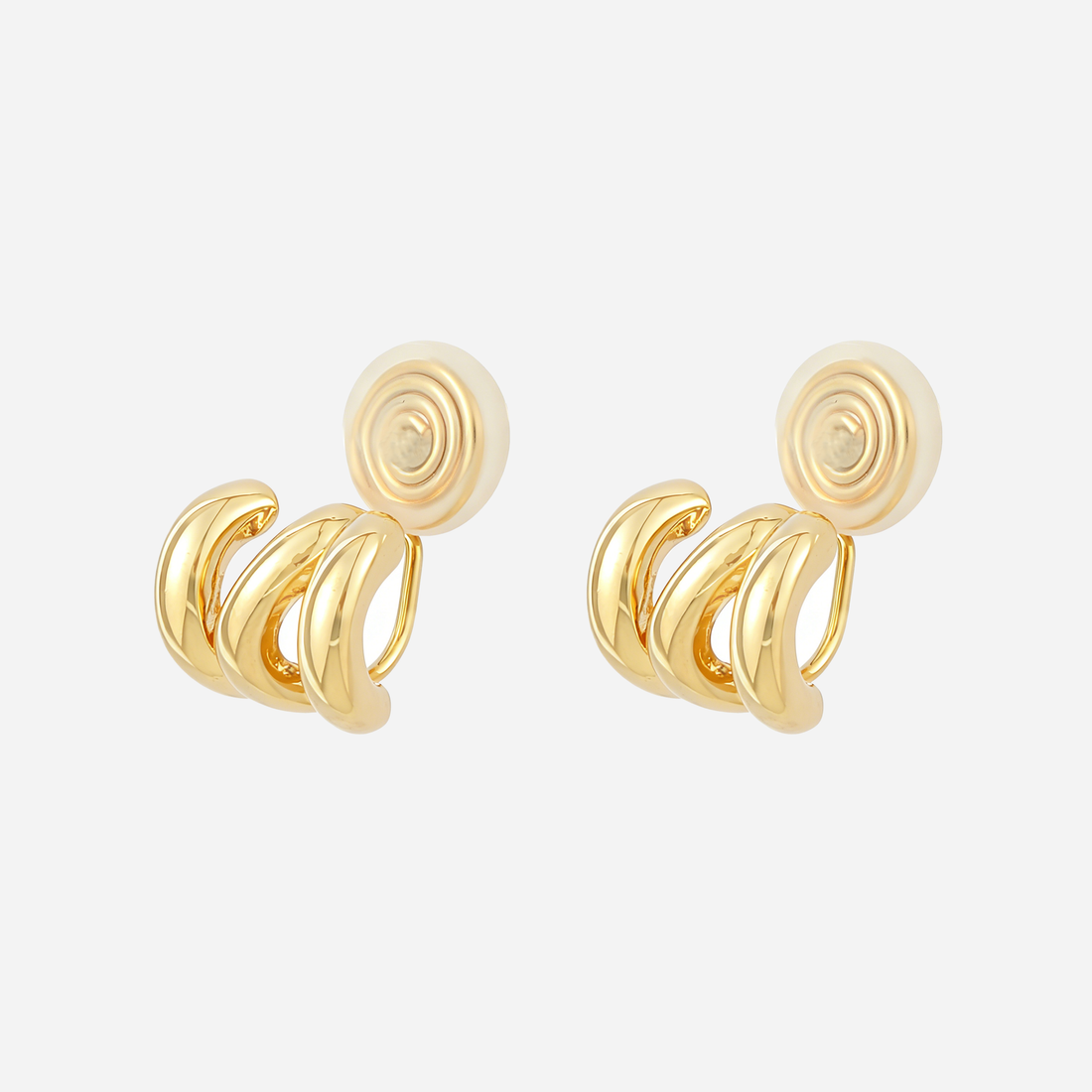 Geometric Irregular Triple Hoop Clip-On Earrings in gold by SOMIY