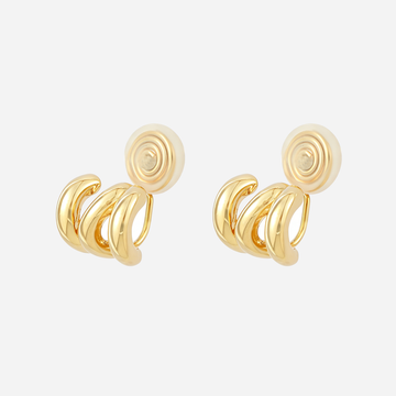 Geometric Irregular Triple Hoop Clip-On Earrings in gold by SOMIY