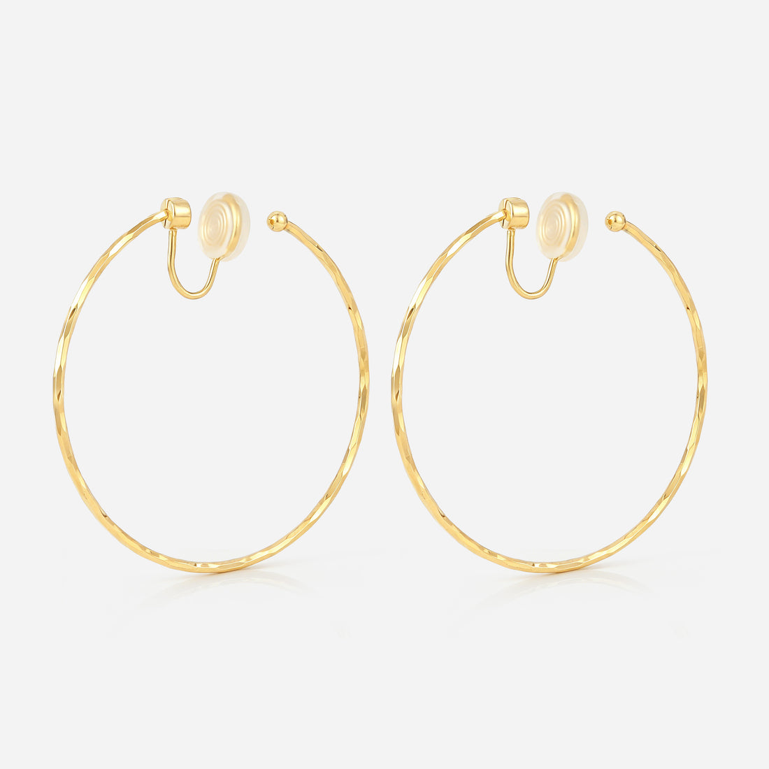 Medium Thin Hammered Hoop Clip-On Earrings by SOMIY