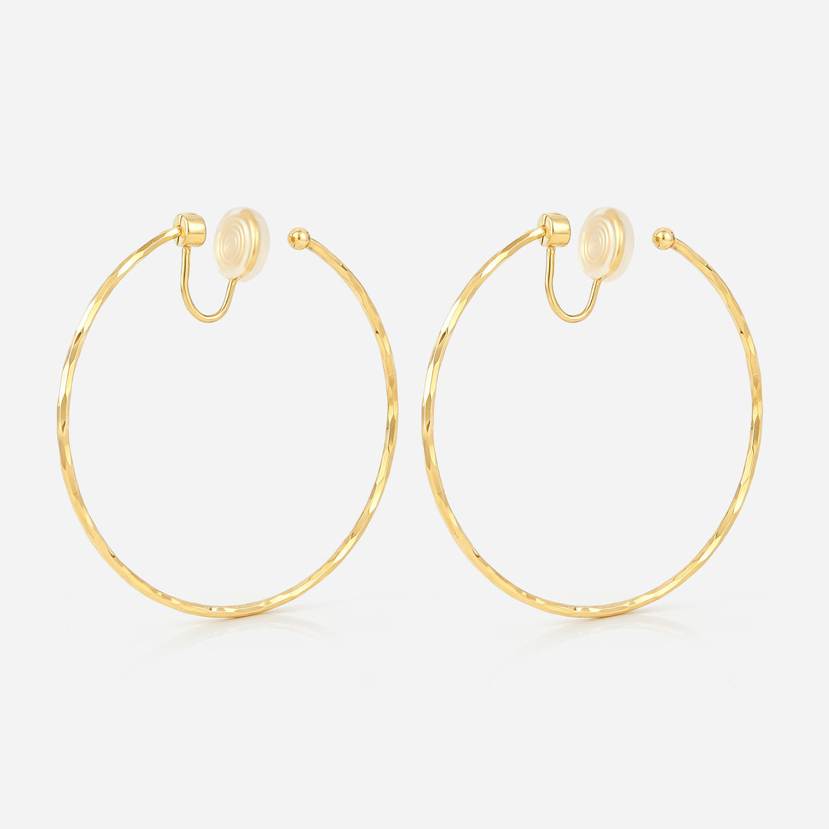 Medium Thin Hammered Hoop Clip-On Earrings by SOMIY