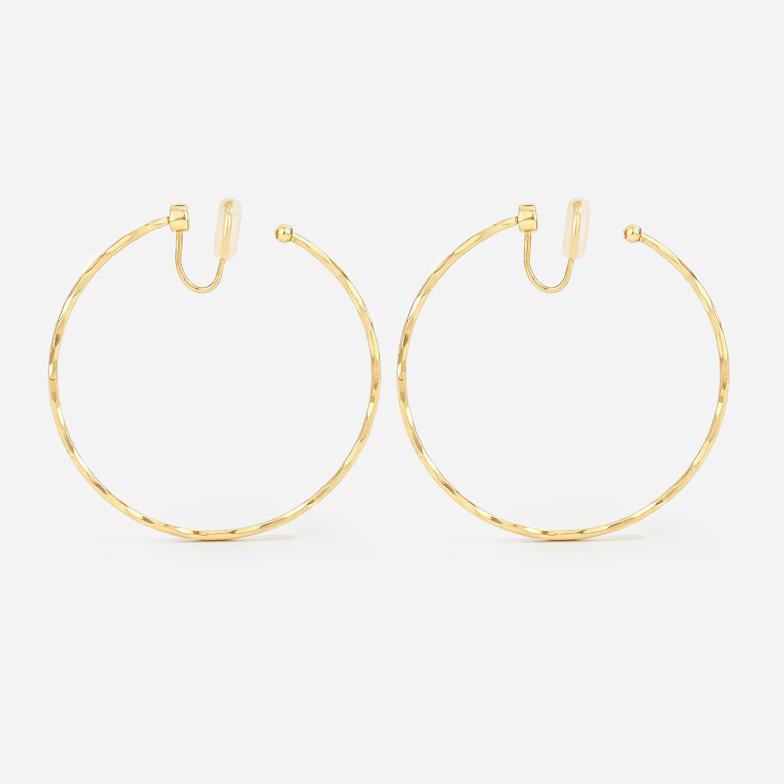 Medium Thin Hammered Hoop Clip-On Earrings by SOMIY
