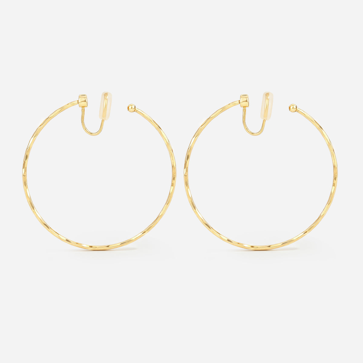 Medium Thin Hammered Hoop Clip-On Earrings by SOMIY
